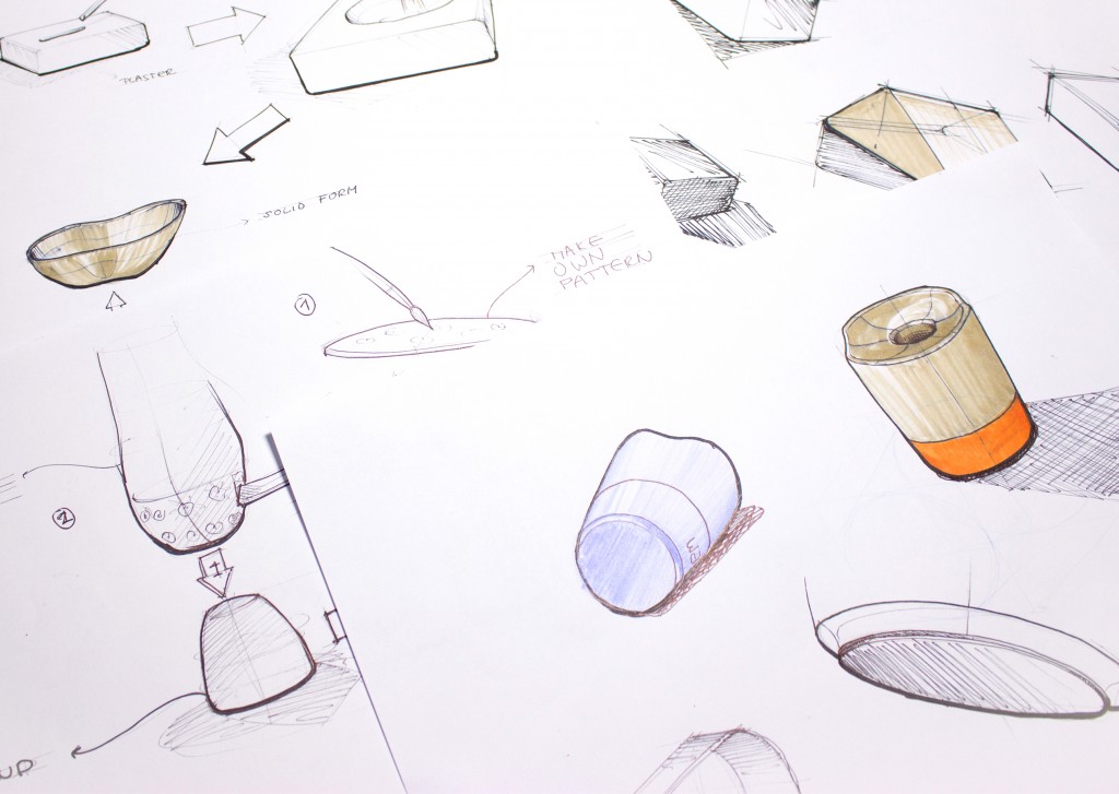 Sketches from one of our social design services; responsible product design